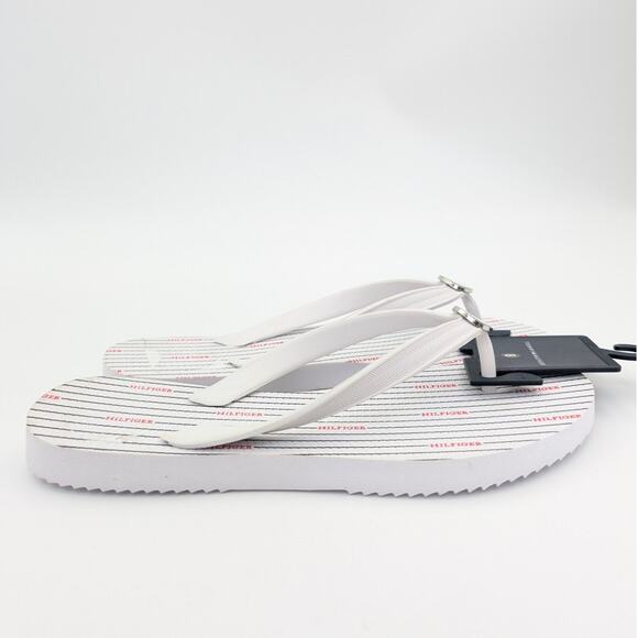 Tommy Hilfiger Thong Flip Flops Sandals Women's Striped White Size US8 EU39 - Picture 3 of 7